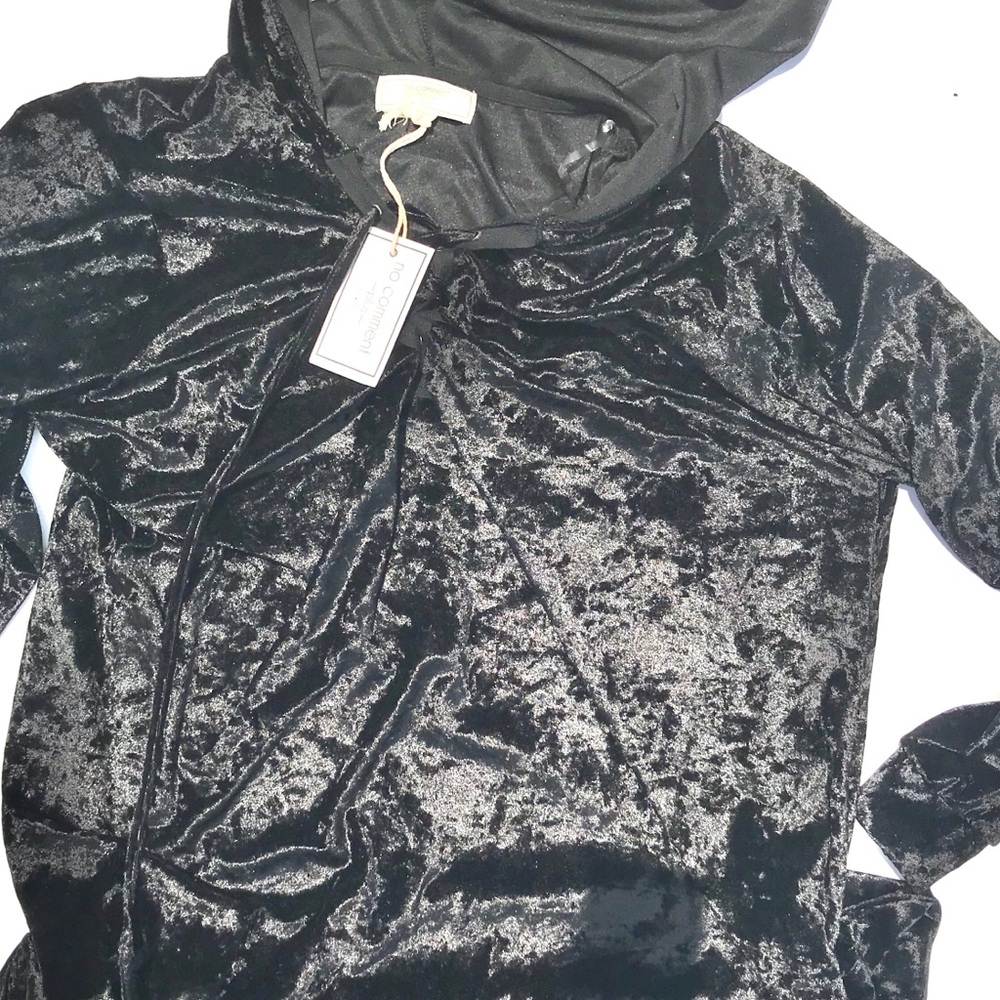 No Comment 3X Plus Size Faux Velvet Hoodie